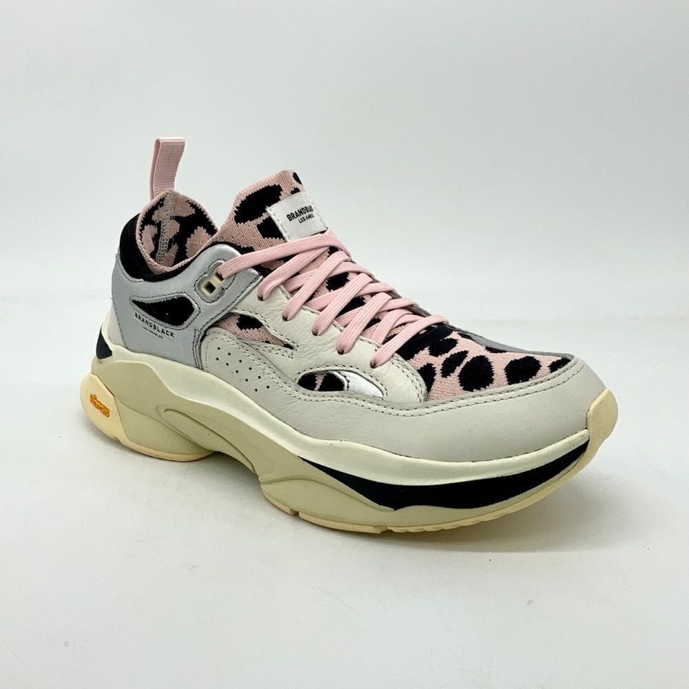 Brandblack Women's Chunky Leopard-Print Athletic Sneakers in Pink, Black, Cream